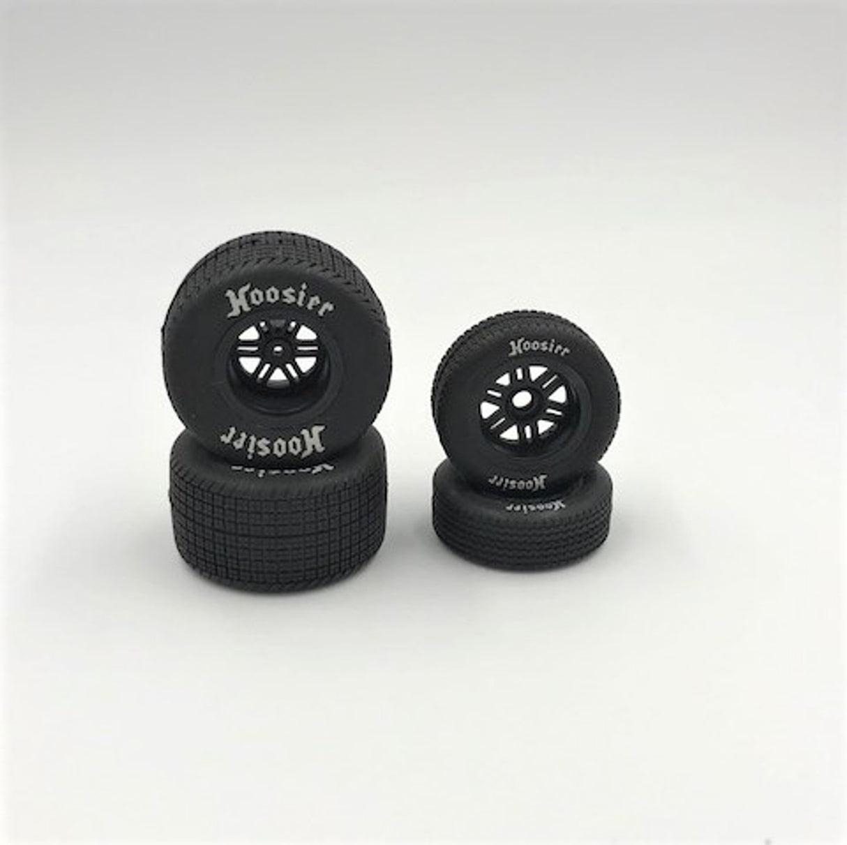 1RC FR/RR Soft Tires & Black Wheels, Hoosier, 1/18 Sprint (4) - Iron City RC Hobbies