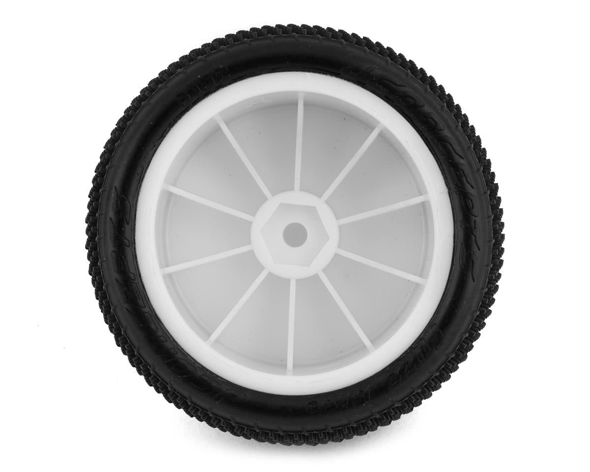 JConcepts Fuzz Bite LP 2.2" Mounted Rear Buggy Carpet Tires (White) (2) (Pink) w/12mm Hex - Iron City RC Hobbies