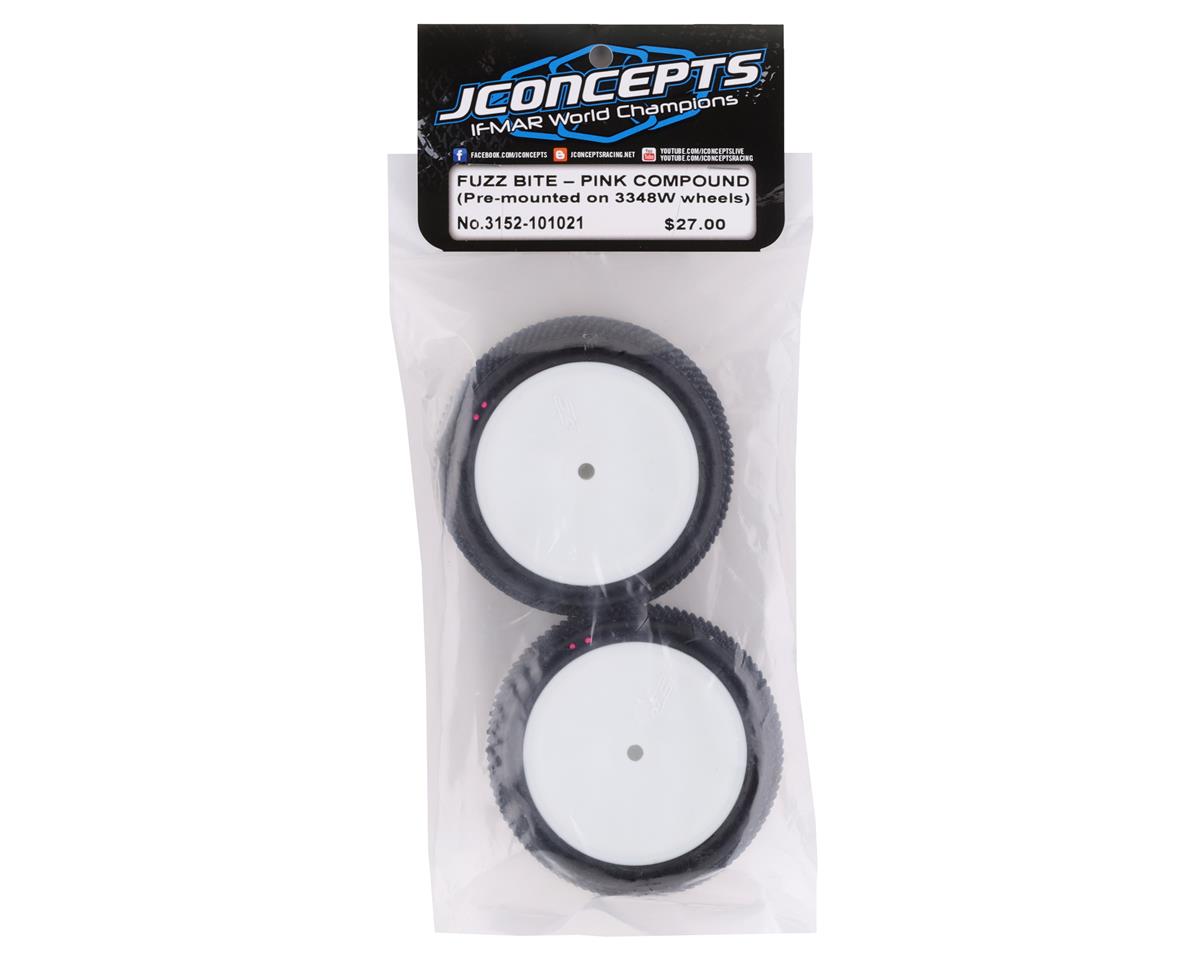 JConcepts Fuzz Bite LP 2.2" Mounted Rear Buggy Carpet Tires (White) (2) (Pink) w/12mm Hex - Iron City RC Hobbies