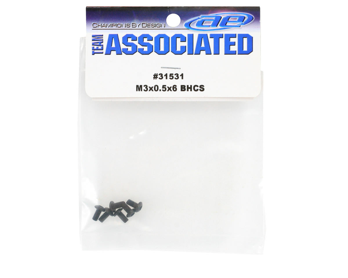 Team Associated 3x0.5x6mm Button Head Screw (6) - Iron City RC Hobbies