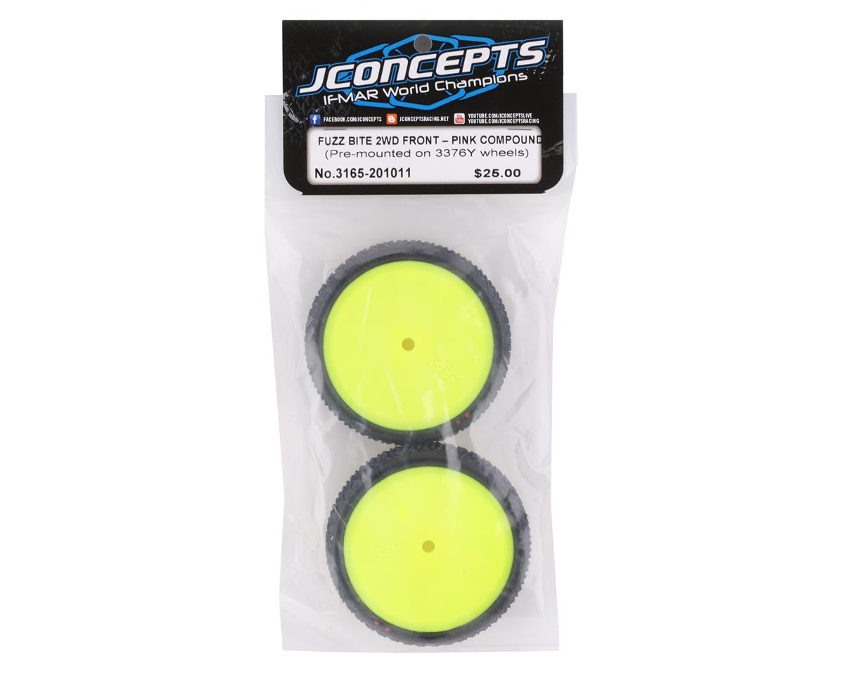 JConcepts Fuzz Bite LP 2.2 Pre-Mounted 2WD Front Buggy Carpet Tires (Yellow) (2) (Pink) w/12mm Hex - Iron City RC Hobbies
