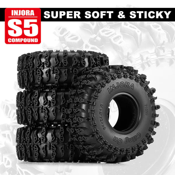 INJORA 1.0" 64*24mm Cling On Tires (T1020) (4)