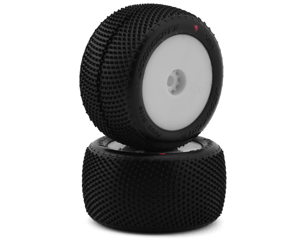 JConcepts Mini-T Fuzz Bite Pre-Mounted Rear Tires (White) (2) (Pink) - Iron City RC Hobbies