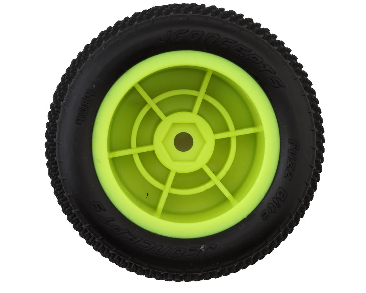 JConcepts Mini-T Fuzz Bite Pre-Mounted Rear Tires (Yellow) (2) (Pink) - Iron City RC Hobbies