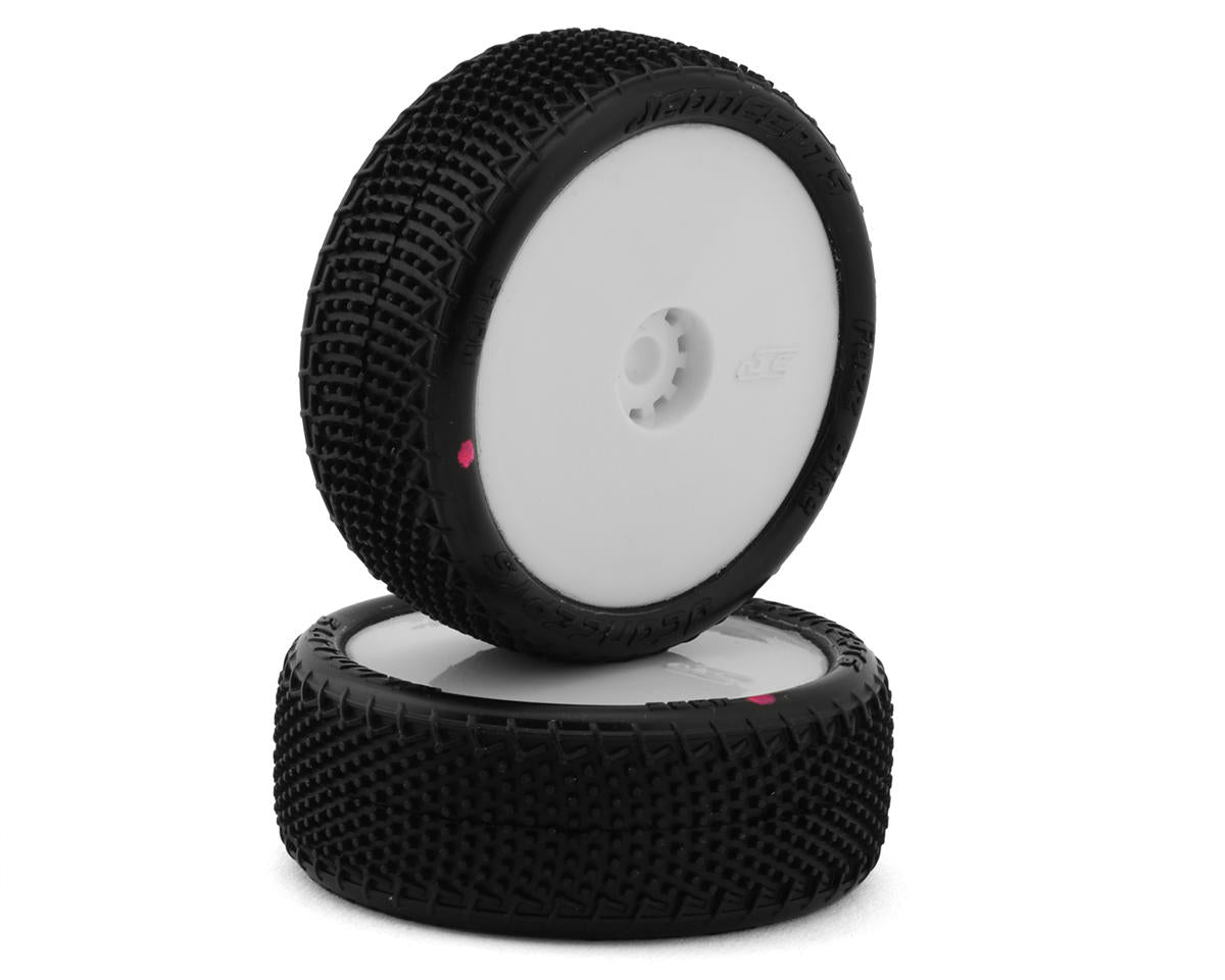 JConcepts Mini-B Fuzz Bite Pre-Mounted Front Tires (White) (2) (Pink) - Iron City RC Hobbies