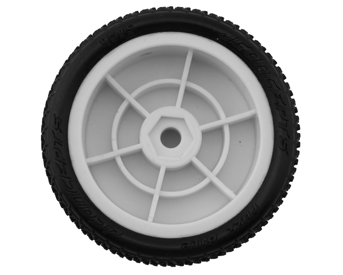 JConcepts Mini-B Fuzz Bite Pre-Mounted Front Tires (White) (2) (Pink) - Iron City RC Hobbies