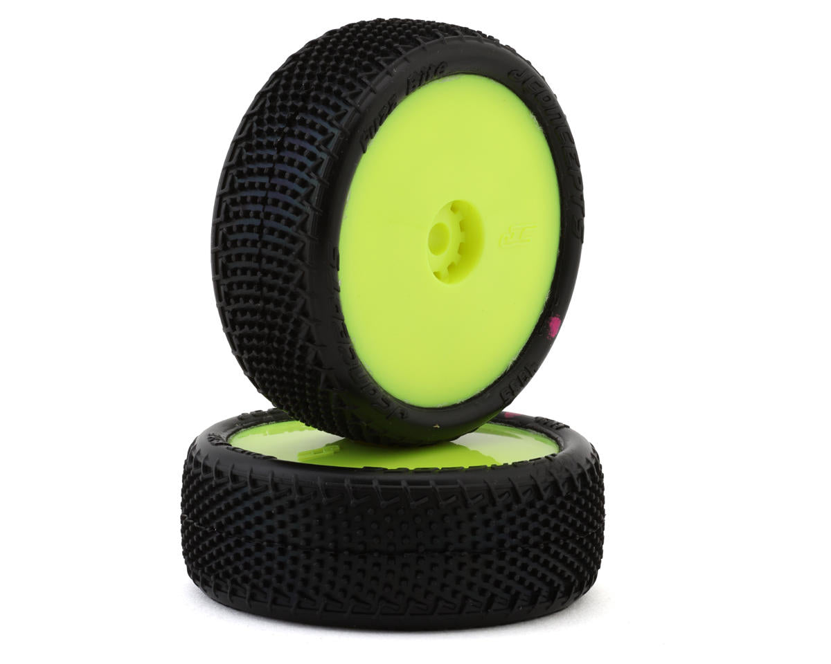 JConcepts Mini-B Fuzz Bite Pre-Mounted Front Tires (Yellow) (2) (Pink) - Iron City RC Hobbies