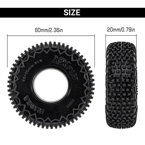 INJORA 1.0" 60*20mm XHX Pin Tires (T1022P) (4)