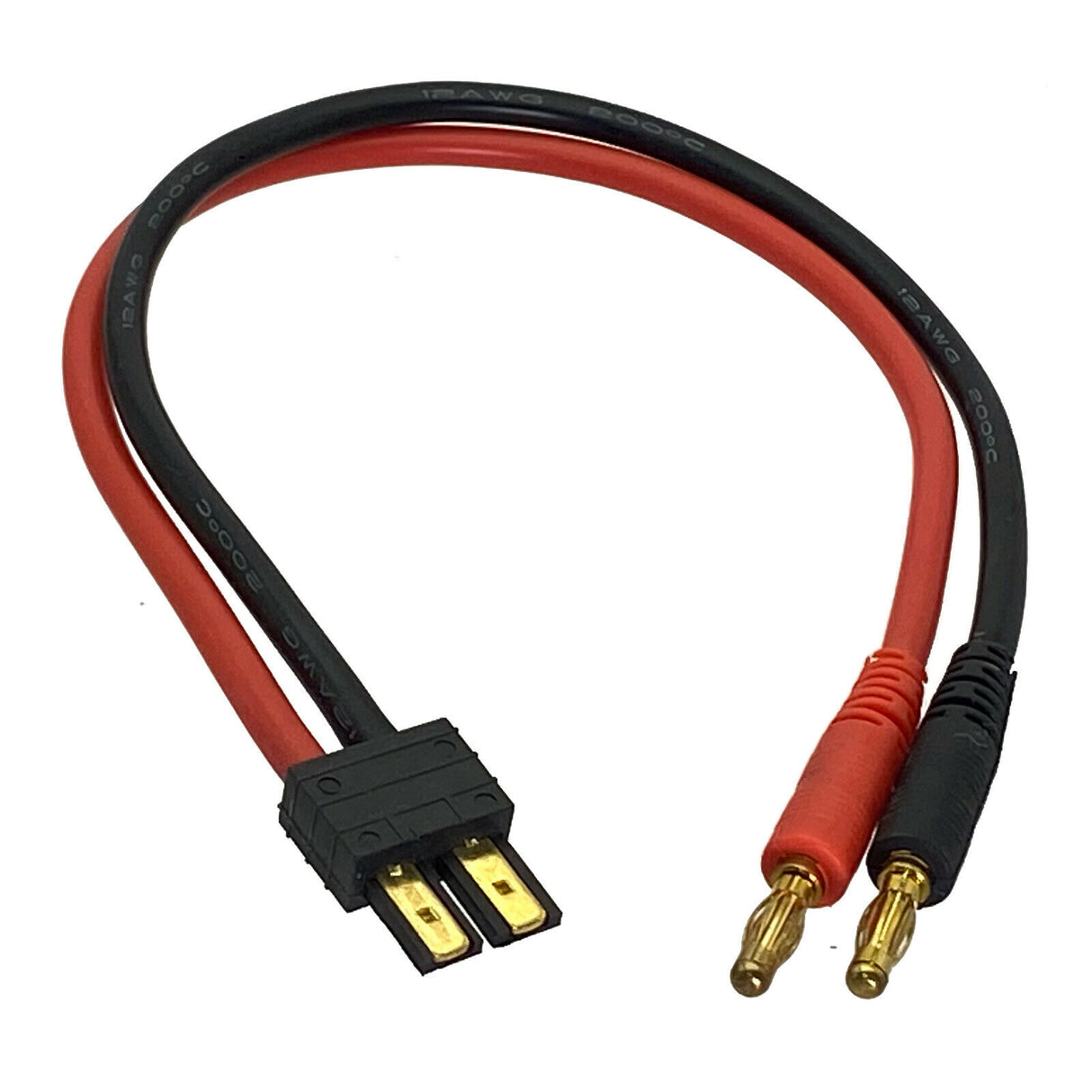 Common Sense 4mm Banana Bullets Plug to TRX Traxxas Male 12AWG 30CM cable - Iron City RC Hobbies