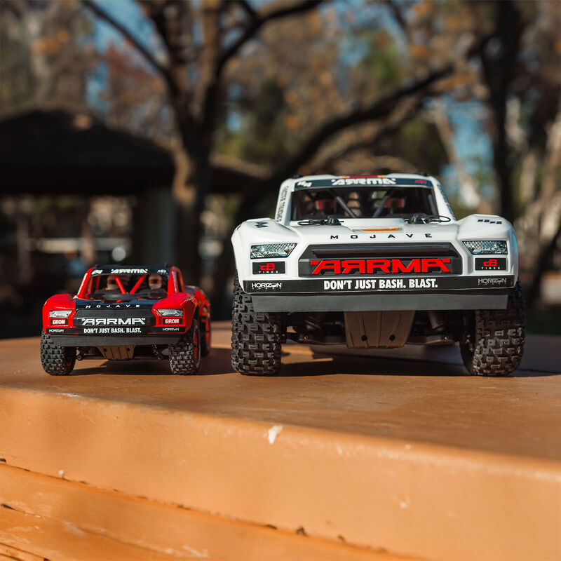 ARRMA MOJAVE GROM MEGA 380 Brushed 4X4 Small Scale Desert Truck RTR with Battery & Charger, Red/Black - Iron City RC Hobbies