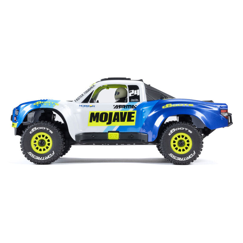 ARRMA MOJAVE GROM MEGA 380 Brushed 4X4 Small Scale Desert Truck RTR with Battery & Charger, Blue/White - Iron City RC Hobbies