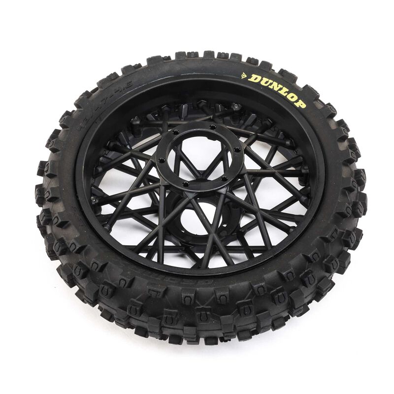 Losi Dunlop MX53 Rear Tire Mounted, Black: Promoto-MX - Iron City RC Hobbies
