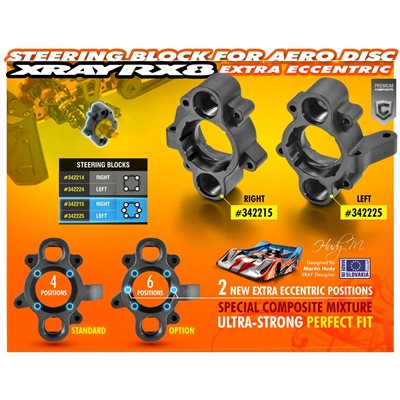 Xray EXTRA ECCENTRIC STEERING BLOCK FOR AERO DISC - LEFT - HARD - Iron City RC Hobbies