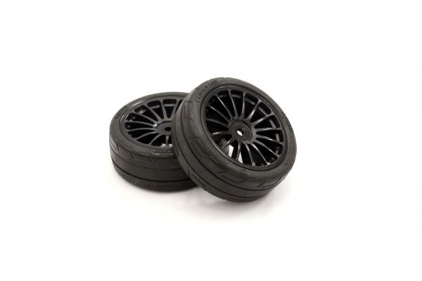 Kyosho Premounted Tire FZ02(15-Spoke BK/M/2pcs) - Iron City RC Hobbies