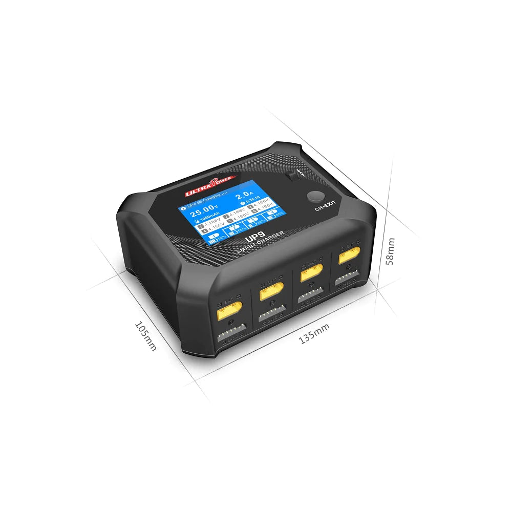 Ultra Power UP9 AC100W/DC200W 4 Channel AC/DC Smart Battery Charger - Iron City RC Hobbies