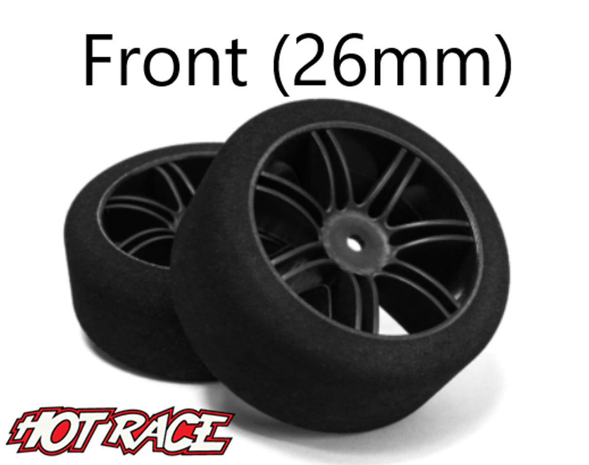 Hot Race 1:10 Front tires - Carbon Wheels (32 Shore) - Iron City RC Hobbies
