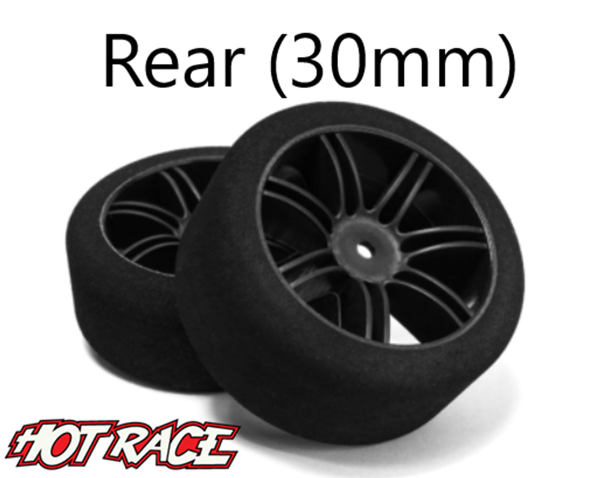 Hot Race 1:10 Rear tires - Carbon Wheels (40 Shore) - Iron City RC Hobbies