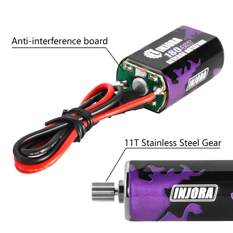 INJORA 180 PRO Brushed 48T Purple Motor with Steel Pinion for 1/18 TRX4M - Iron City RC Hobbies