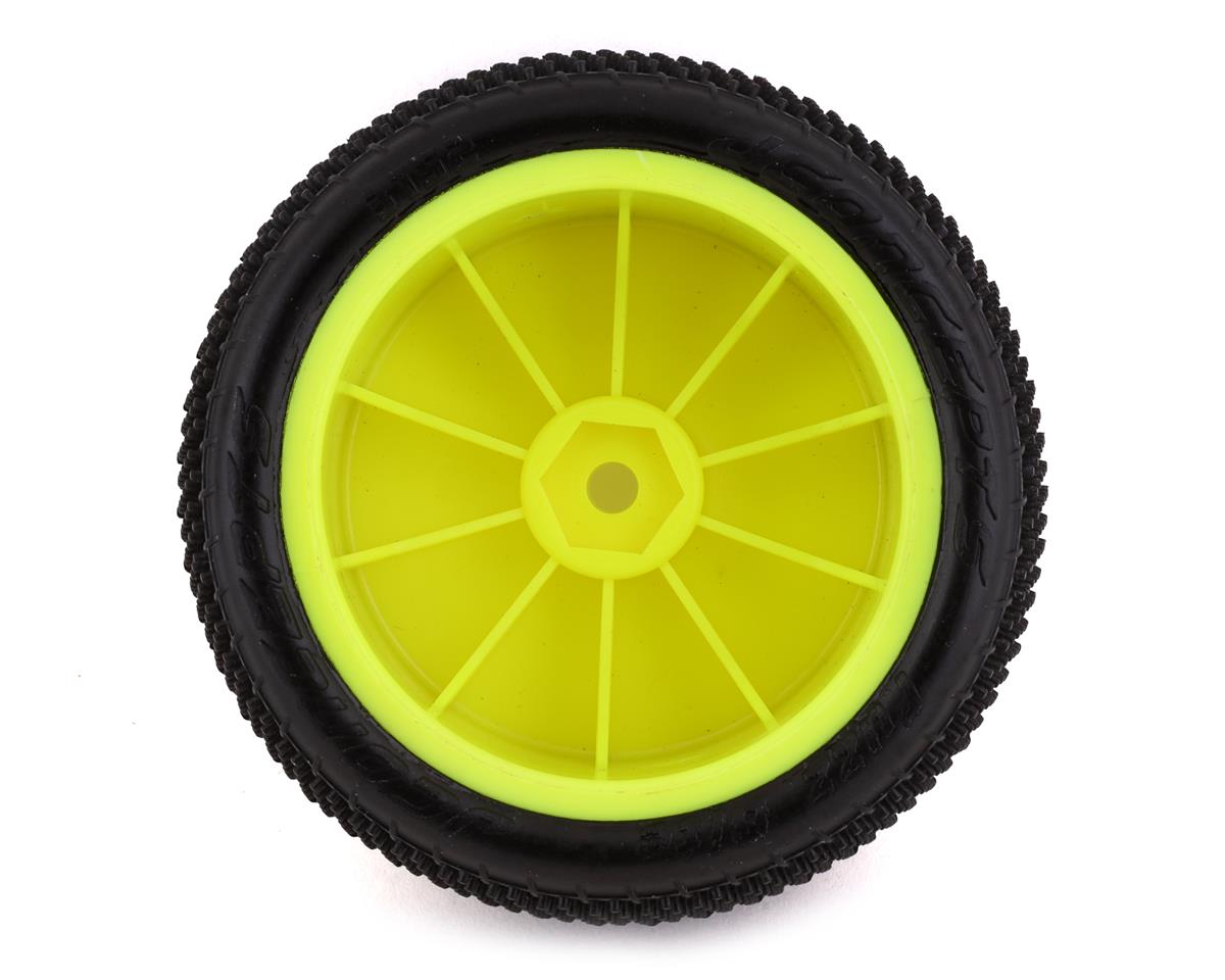 JConcepts Fuzz Bite LP 2.2" Mounted Rear Buggy Carpet Tires (Yellow) (2) (Pink) w/12mm Hex - Iron City RC Hobbies