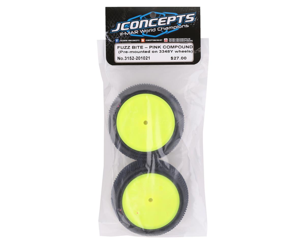 JConcepts Fuzz Bite LP 2.2" Mounted Rear Buggy Carpet Tires (Yellow) (2) (Pink) w/12mm Hex - Iron City RC Hobbies