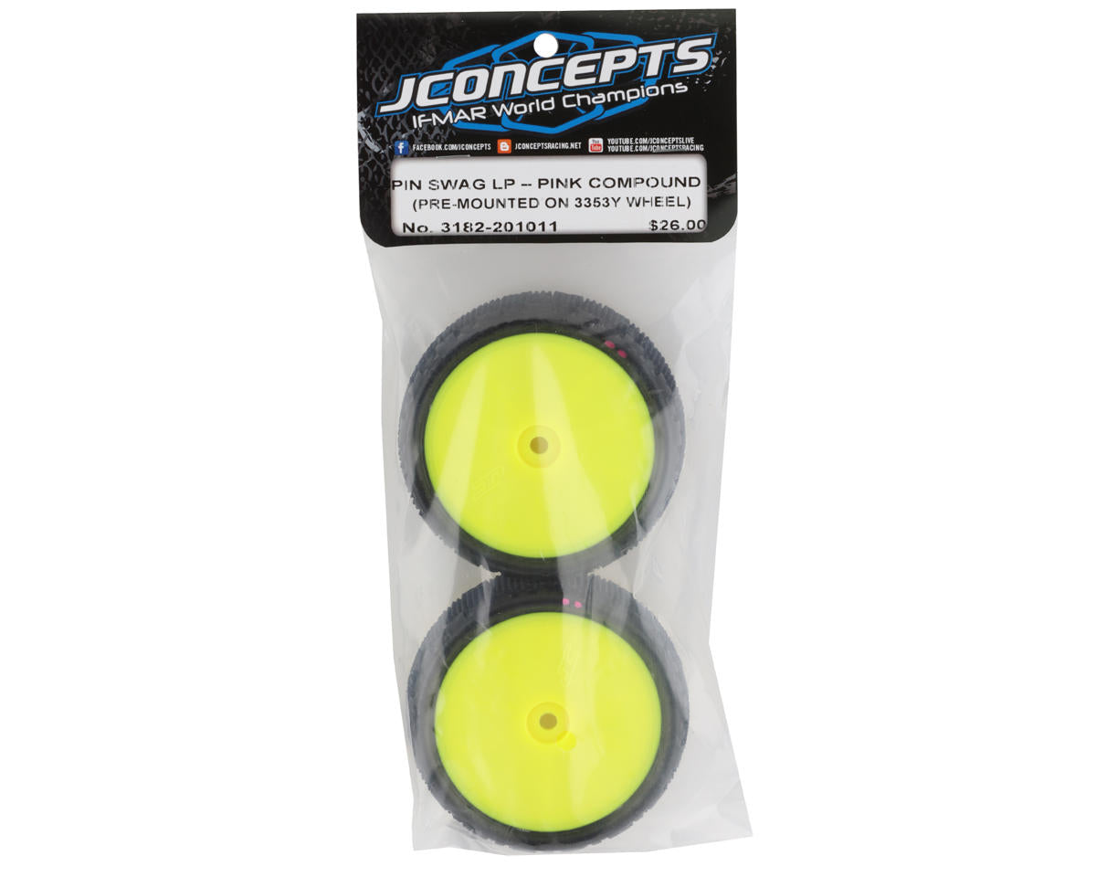 JConcepts Pin Swag 2.2" Pre-Mounted 4WD Front Buggy Tire (Yellow) (2) (Pink) w/12mm He - Iron City RC Hobbies