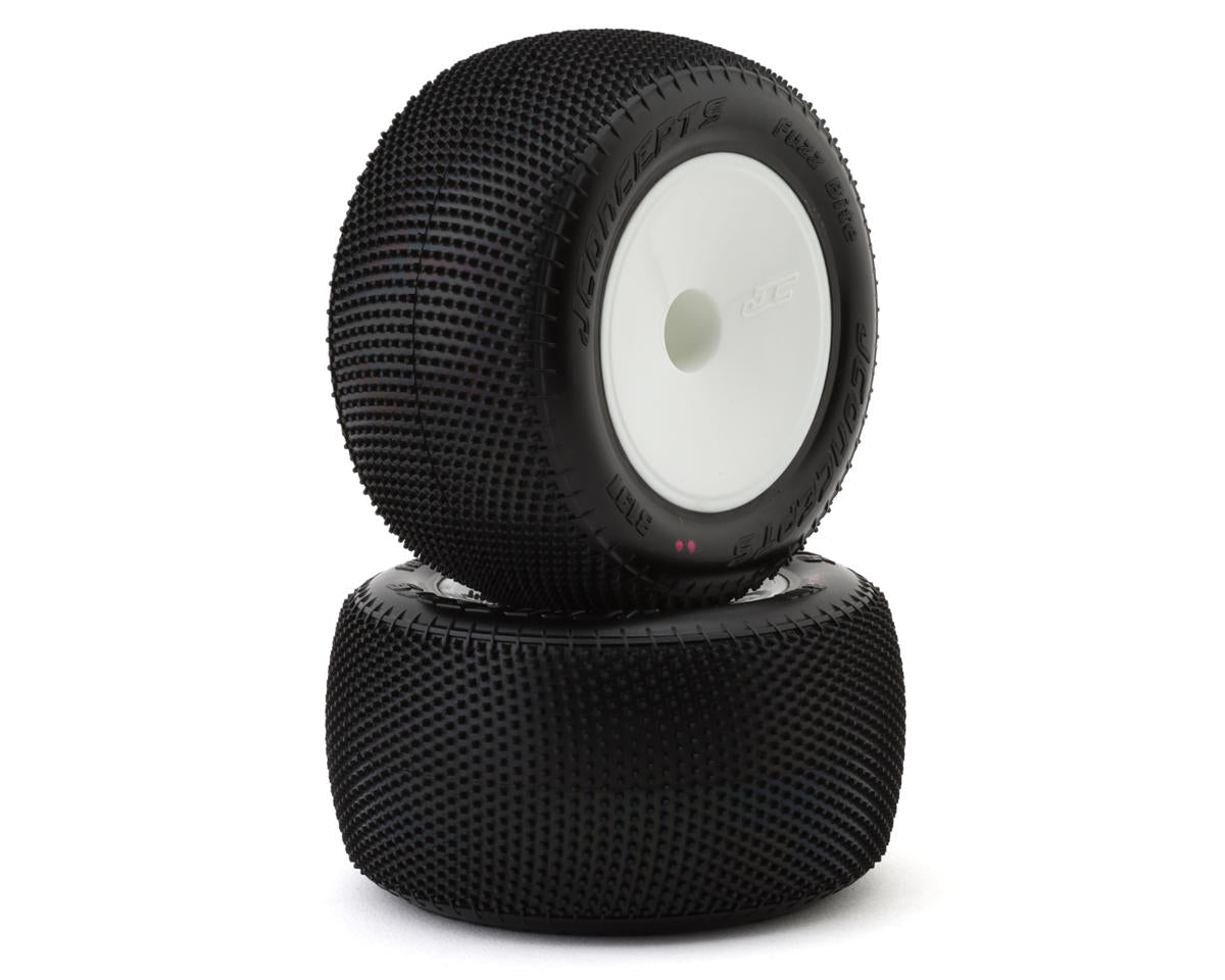JConcepts Fuzz Bite 2.2" Pre-Mounted Stadium Truck Tires (White) (2) (Pink) w/12mm Hex - Iron City RC Hobbies
