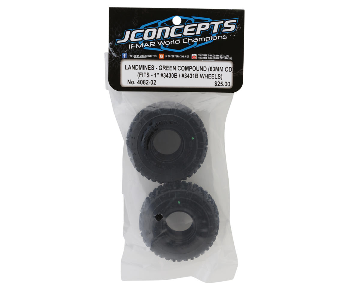 JConcepts Landmines 1.0" Micro Crawler Tires (2) (63mm OD) (Green) - Iron City RC Hobbies