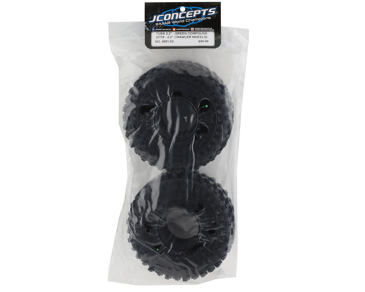 JConcepts Tusk 2.2" All Terrain Rock Crawler Tires (2) (Green) - Iron City RC Hobbies