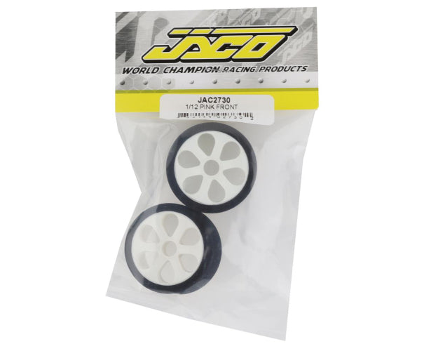 Jaco Prism 1/12 Mounted Foam Front Tires (2) (Pink) - Iron City RC Hobbies