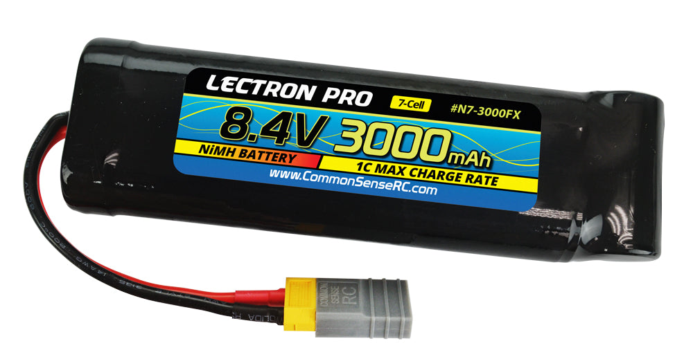 Lectron Pro NiMH 8.4V (7-cell) 3000mAh Flat Pack with XT60 Connector / Most Common - Iron City RC Hobbies