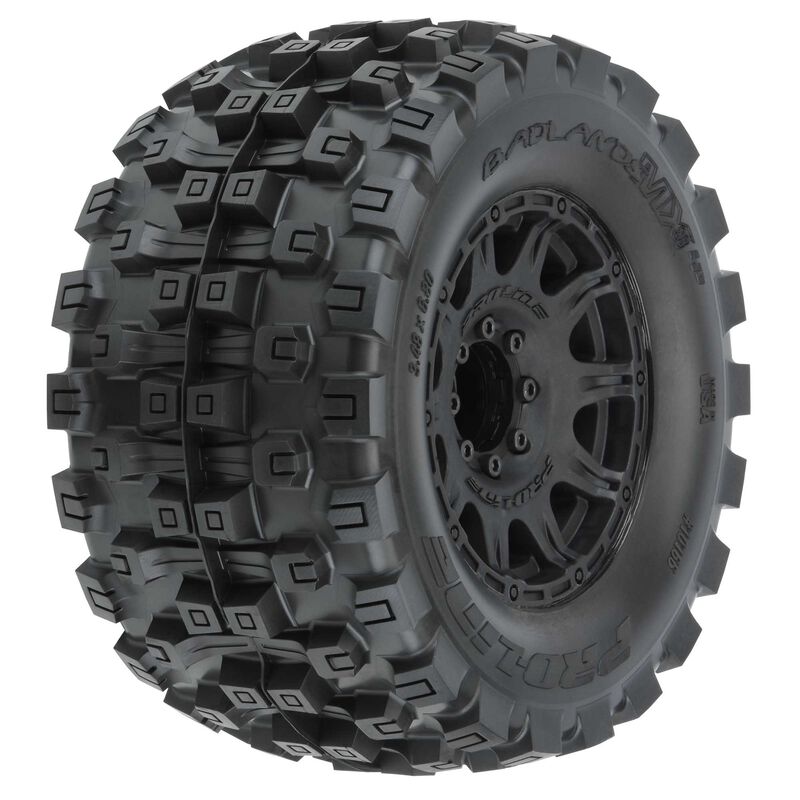 Pro-Line Racing 1/8 Badlands MX38 HP BELTED F/R 3.8" MT Mounted 17mm Black Raid (2)