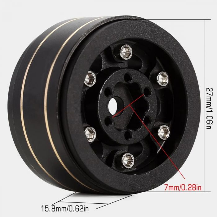 Powerhobby 1.0" Z1 Brass Beadlock Crawler Wheels 1/24 Axial SCX24 Jeep Bronco - Iron City RC Hobbies