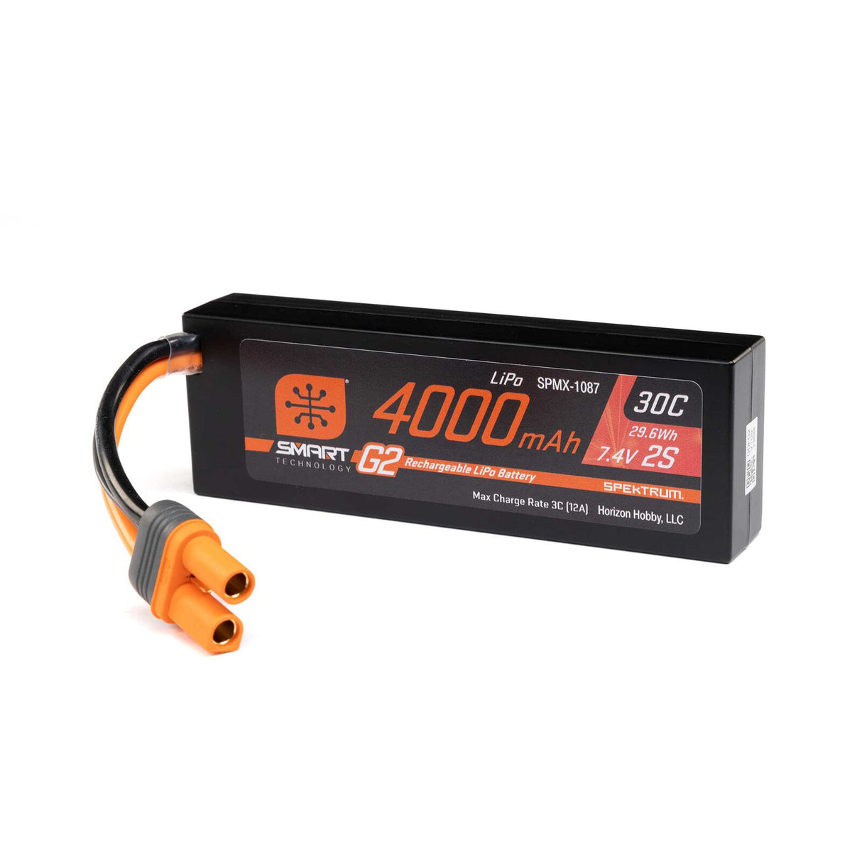 Spektrum Accessories 7.4V 4000mAh 2S 30C Smart G2 Hardcase LiPo Battery: IC5