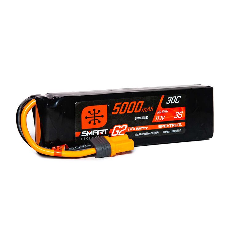 Spektrum Smart 11.1V 5000mAh 3S 30C Smart G2 LiPo Battery: IC5 - Iron City RC Hobbies