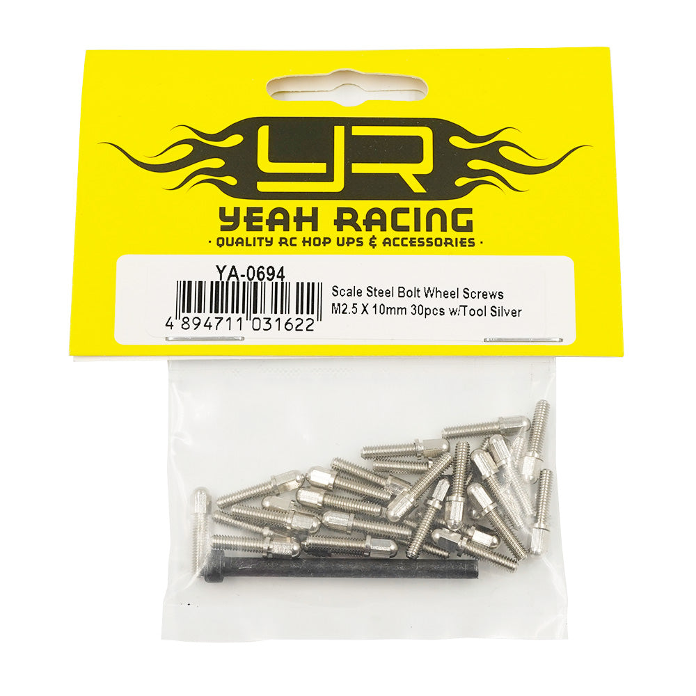 Scale Steel Bolt Wheel Screws M2.5 X 10mm 30pcs w/ Tool Silver - Iron City RC Hobbies