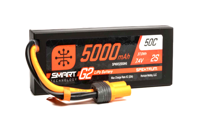 Smart 7.4V 5000mAh 2S 50C Smart G2 Hardcase LiPo Battery: IC5 - Iron City RC Hobbies