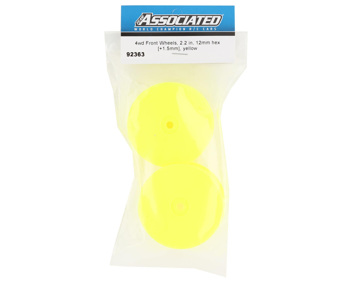 Associated 12mm Hex 2.2 4WD Front +1.5mm Buggy Wheels (2) (B74) (Yellow) - Iron City RC Hobbies