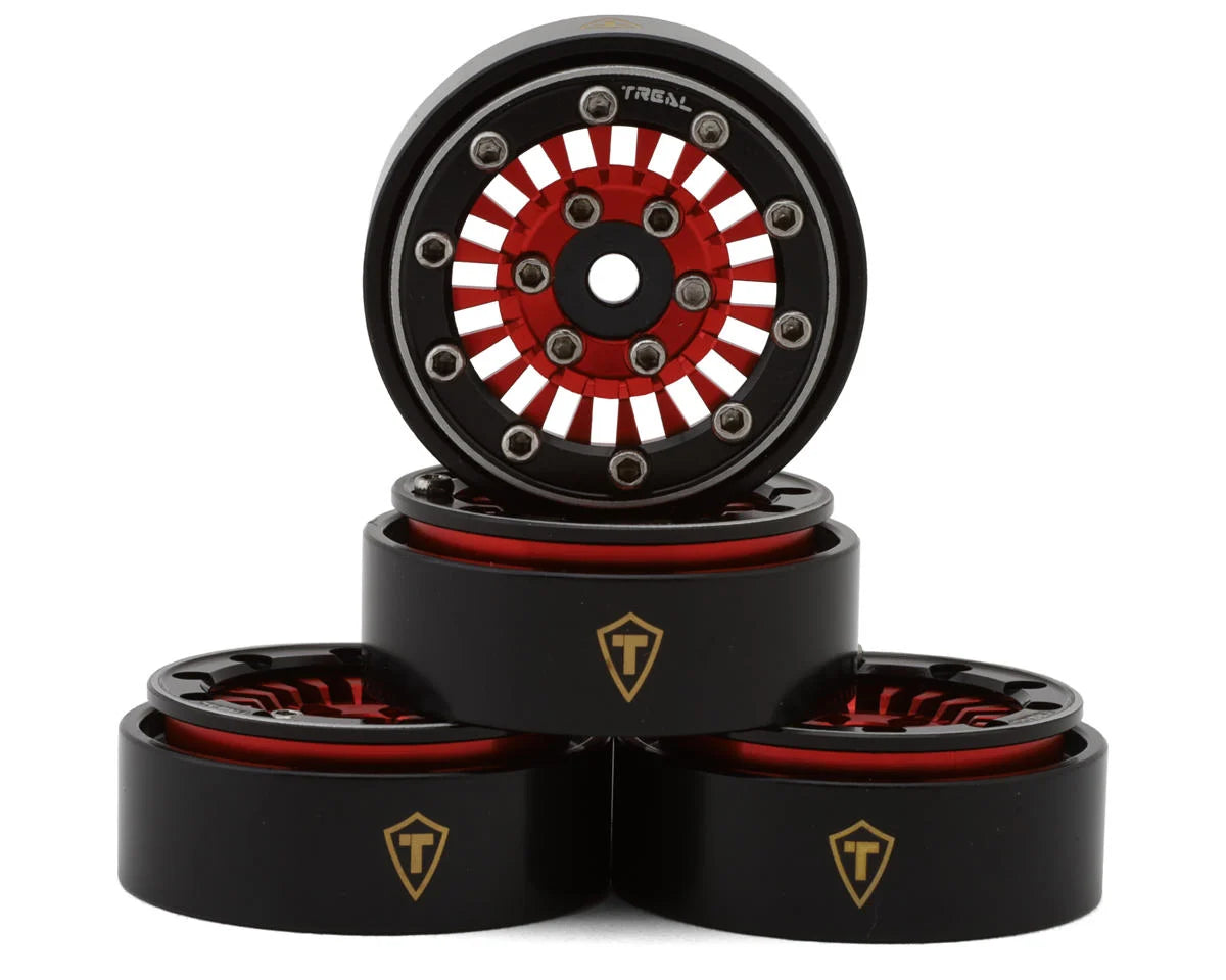 TREAL SCX24 Wheels 1.0'' Beadlock Wheels(4P) for 1/24 Micro RC SCX24 Bronco Gladiator C10 Deadbolt -Type C