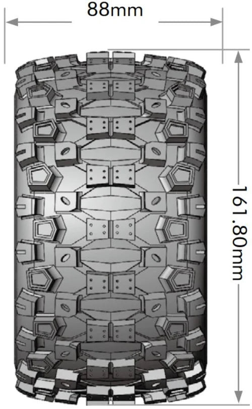 Louise R/C ST-Uphill Sport 1/8 3.8" Stadium Truck MFT Belted Tires, 17mm Hex (0" & 1/2" Offset)