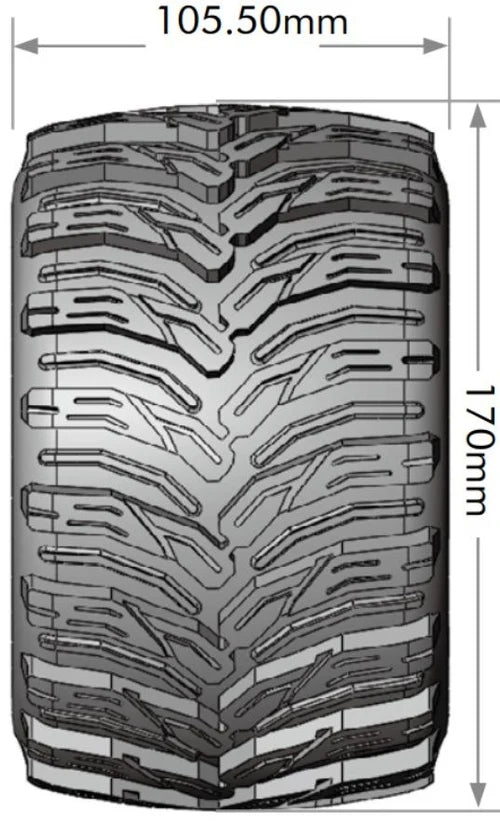 Louise R/C MT-Cyclone Sport 1/8 3.8" Monster Truck MFT Belted Tires, 17mm Hex (0" & 1/2" Offset)