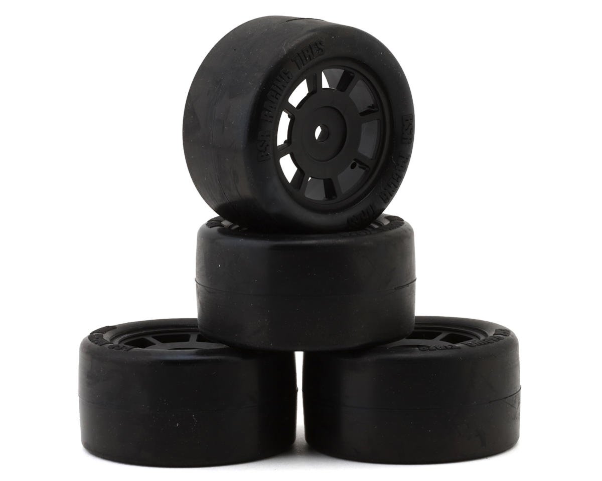 BSR Racing 1/12 Race Radial Pre-Mounted Rubber Carpet Tires (4) (Choose Compound)