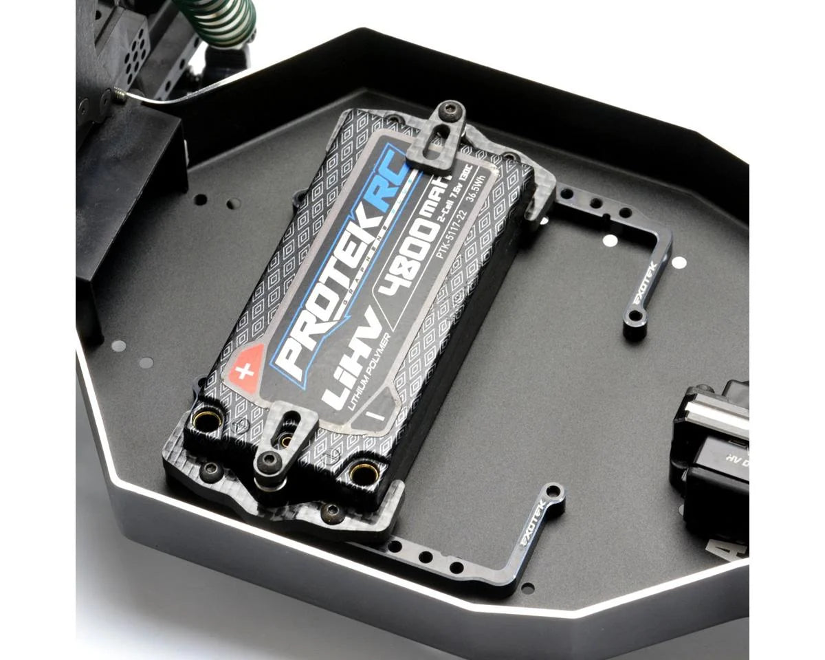 Exotek Associated RC10 Adjustable Aluminum & Carbon Fiber Battery Tray Set (Black)