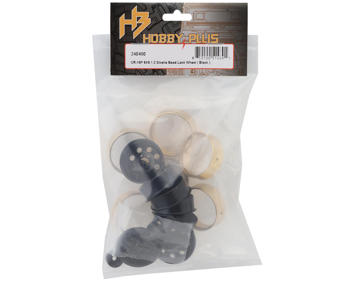 HobbyPlus 1.2" Steelie Beadlock Wheels w/Brass Rings (25g) (6) (Choose Color)