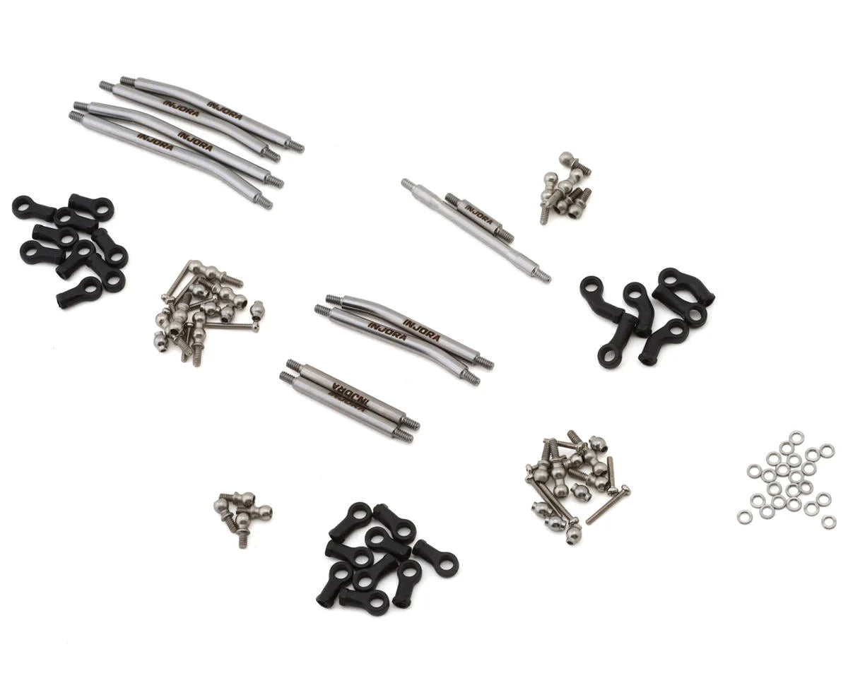 Injora Axial SCX30 Steel High Clearance Suspension & Steering Links Set (Silver)