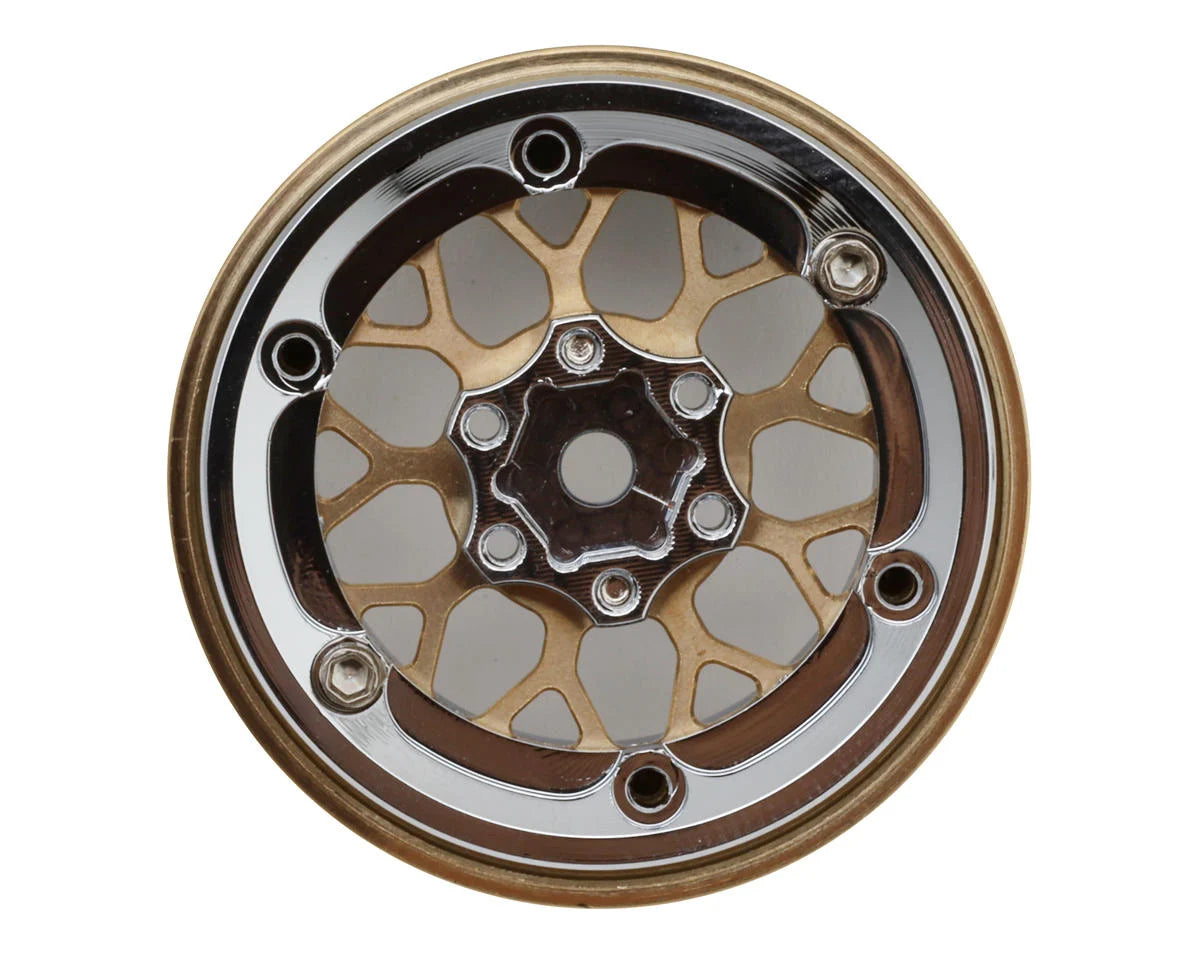 Injora 1.3" ModuWheel Brass & Aluminum Micro Rock Crawler Beadlock Wheels (43g ea) (Bronze/Chrome) (4)