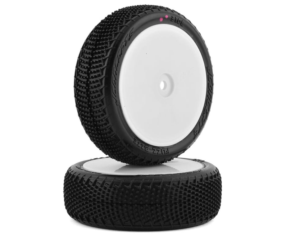 JConcepts Fuzz Bite LP 2.2" Pre-Mounted 4WD Front Buggy Tire (White) (2) (Pink) w/12mm Hex - Iron City RC Hobbies