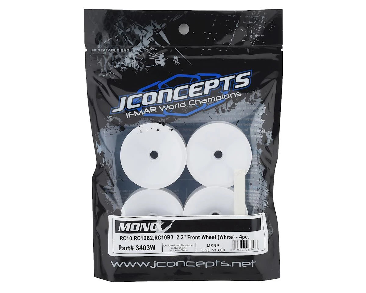 JConcepts RC10 Mono 2.2 Bearing Front Wheels (White) (4) (+Offset)