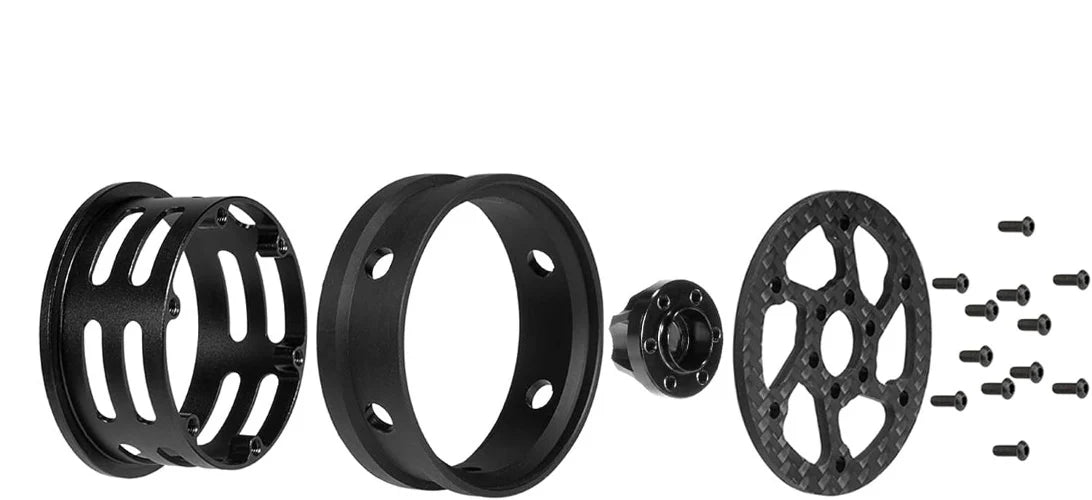 Powerhobby 1.9" Carbon Fiber Lightweight Beadlock Wheels A 1/10 Rock Crawler