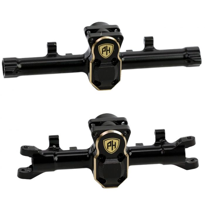 Powerhobby Axial SCX24 Jeep C10 Bronco BRASS Front / Rear Axle Housing w Covers - Iron City RC Hobbies