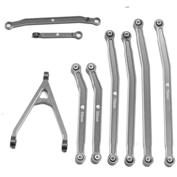 Powerhobby Axial SCX24 Jeep Gladiator Aluminum High Clearance Chassis Links Grey - Iron City RC Hobbies